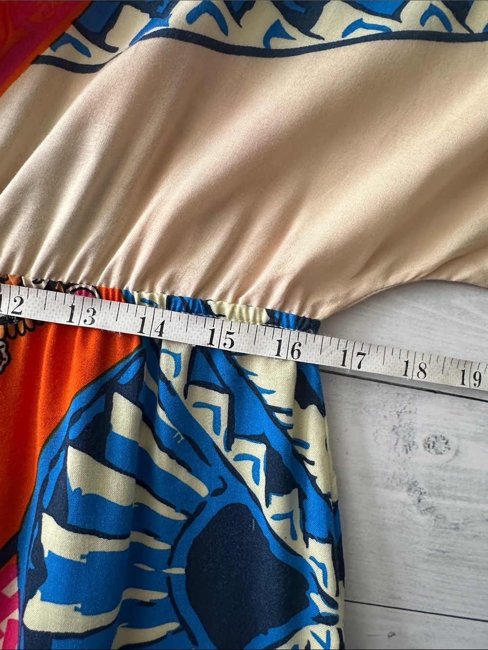 Flying Tomato Sz Large Bold Printed V-Neck Maxi Dress in Blue, Orange, Cream - Picture 10 of 10